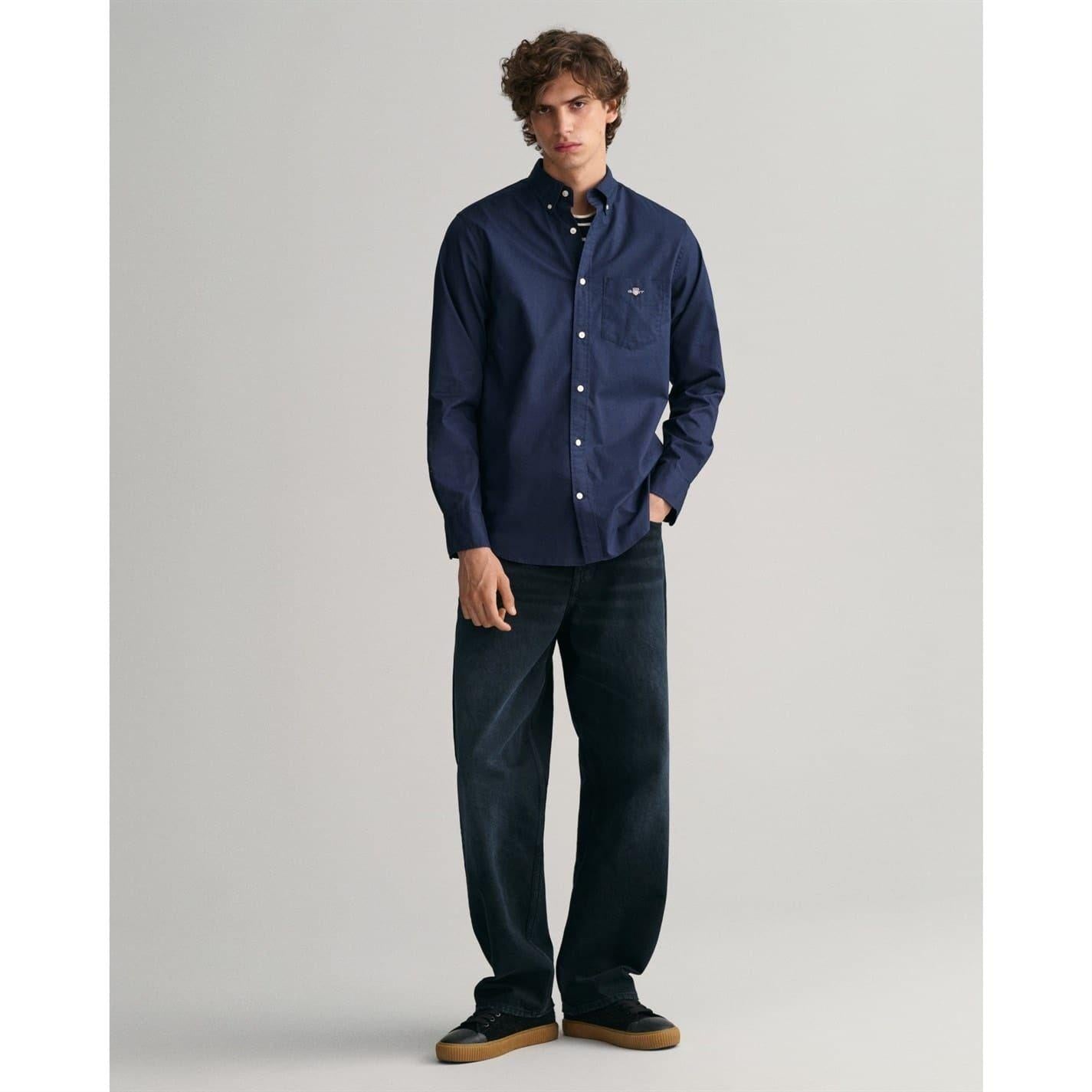 Navy - Back - Gant Mens Poplin Shirt