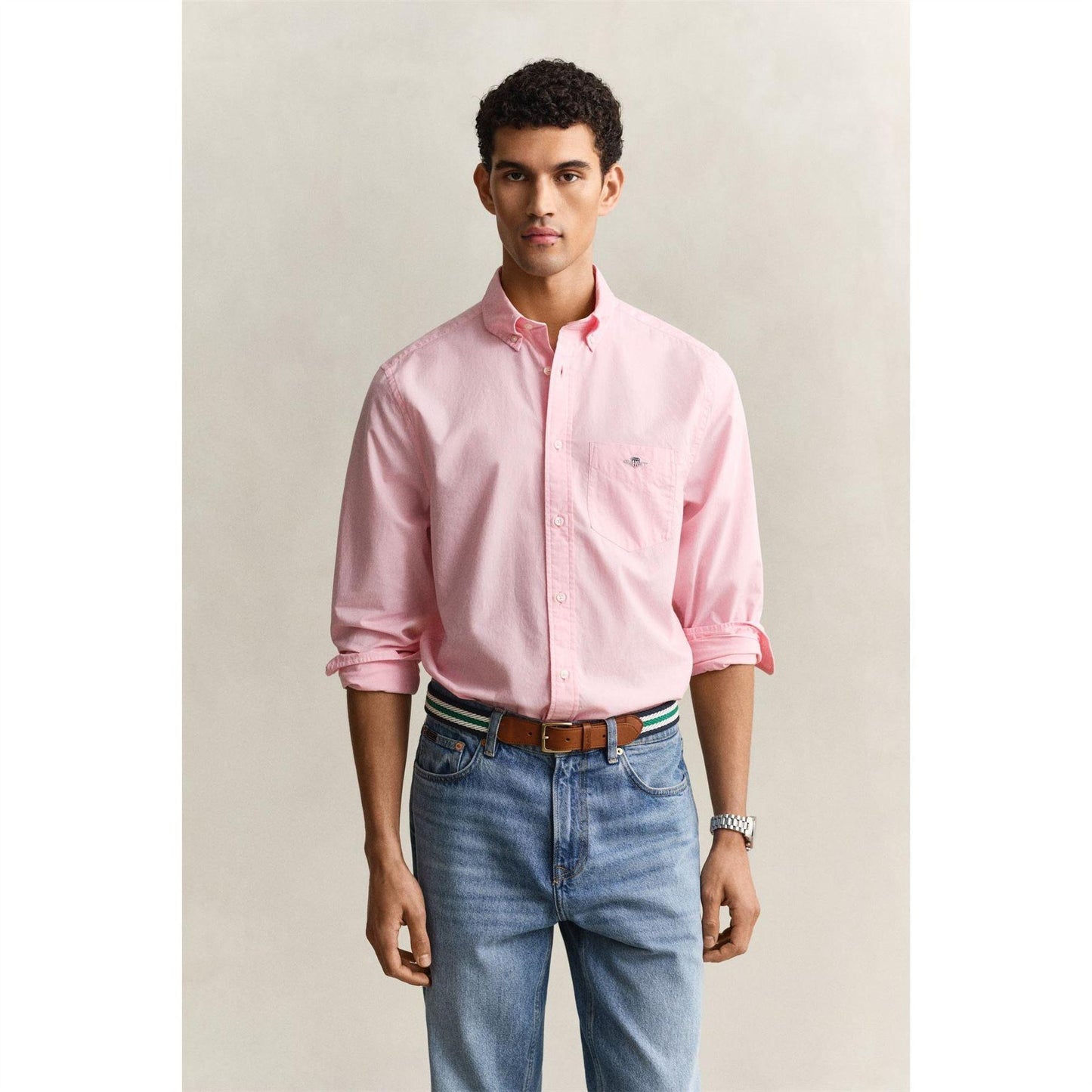 Pink - Front - Gant Mens Poplin Shirt