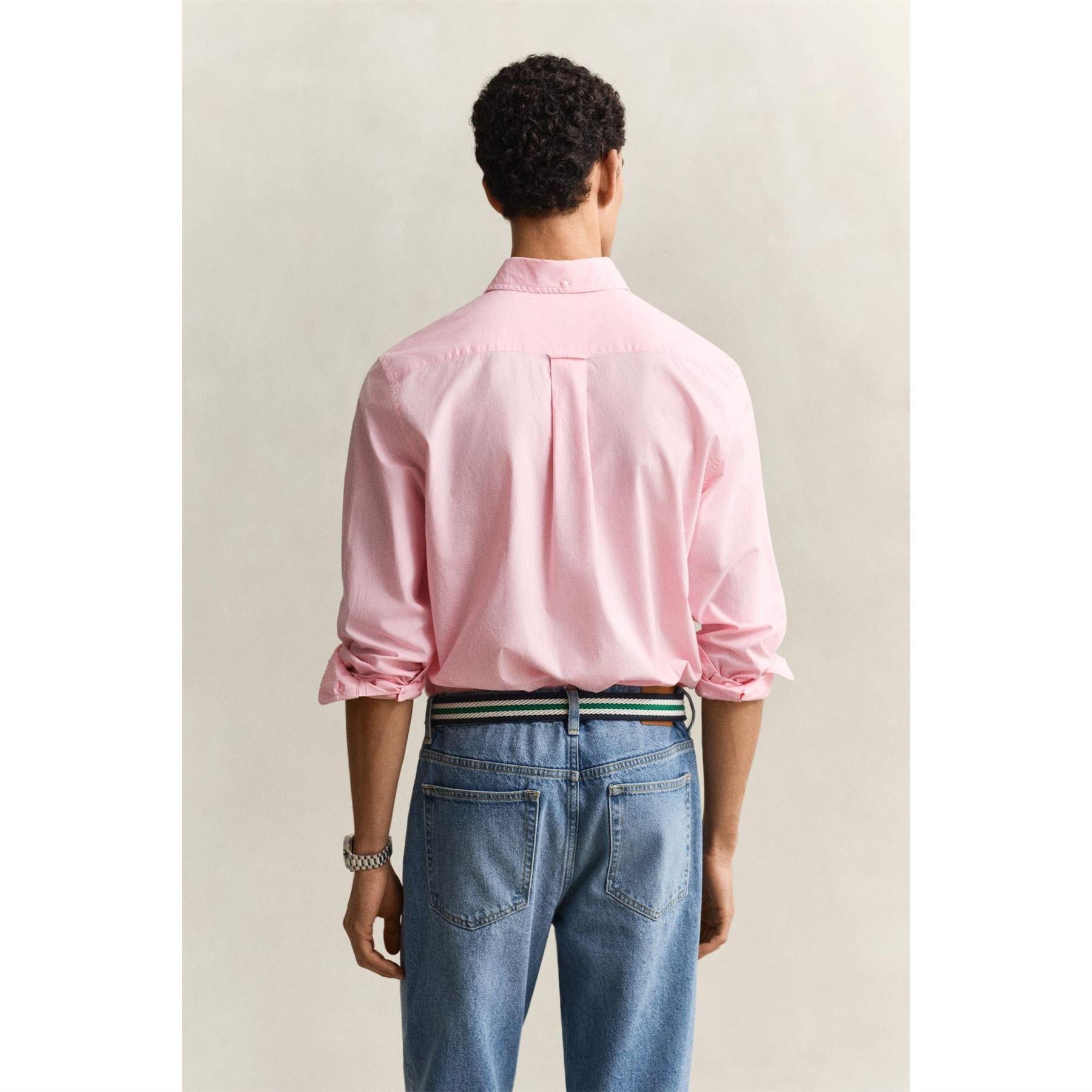 Pink - Back - Gant Mens Poplin Shirt