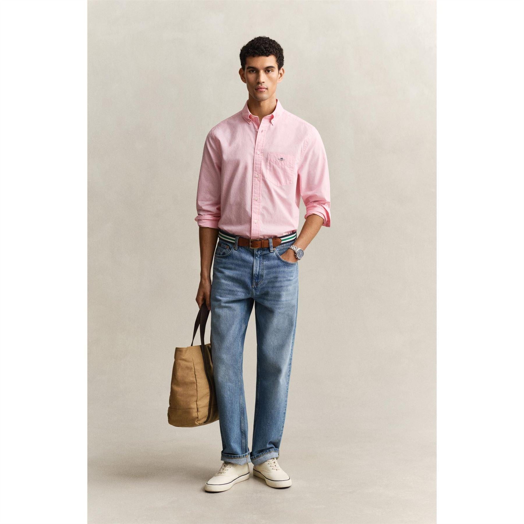 Pink - Side - Gant Mens Poplin Shirt