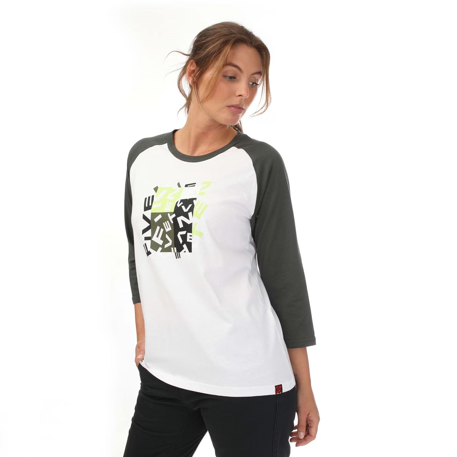 White-Green - Side - Five Ten Womens-Ladies The Branded T-Shirt
