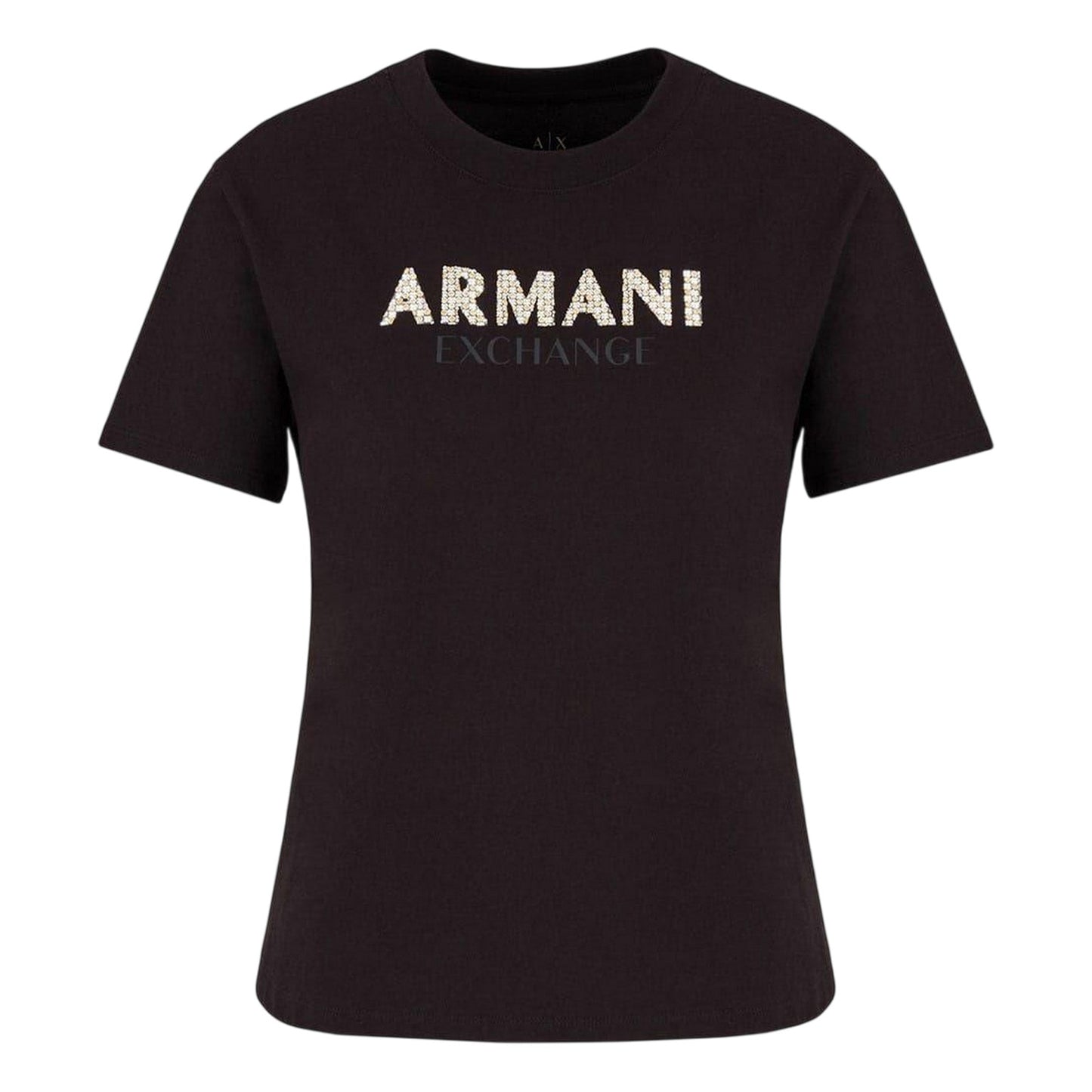 Black - Front - Armani Exchange Womens-Ladies Crew Neck Regular T-Shirt
