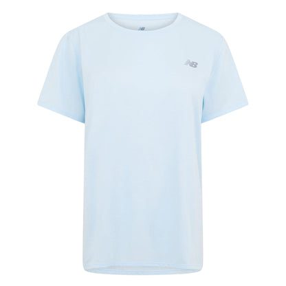 Blue - Front - New Balance Womens-Ladies Crew Neck Regular Athletic Top