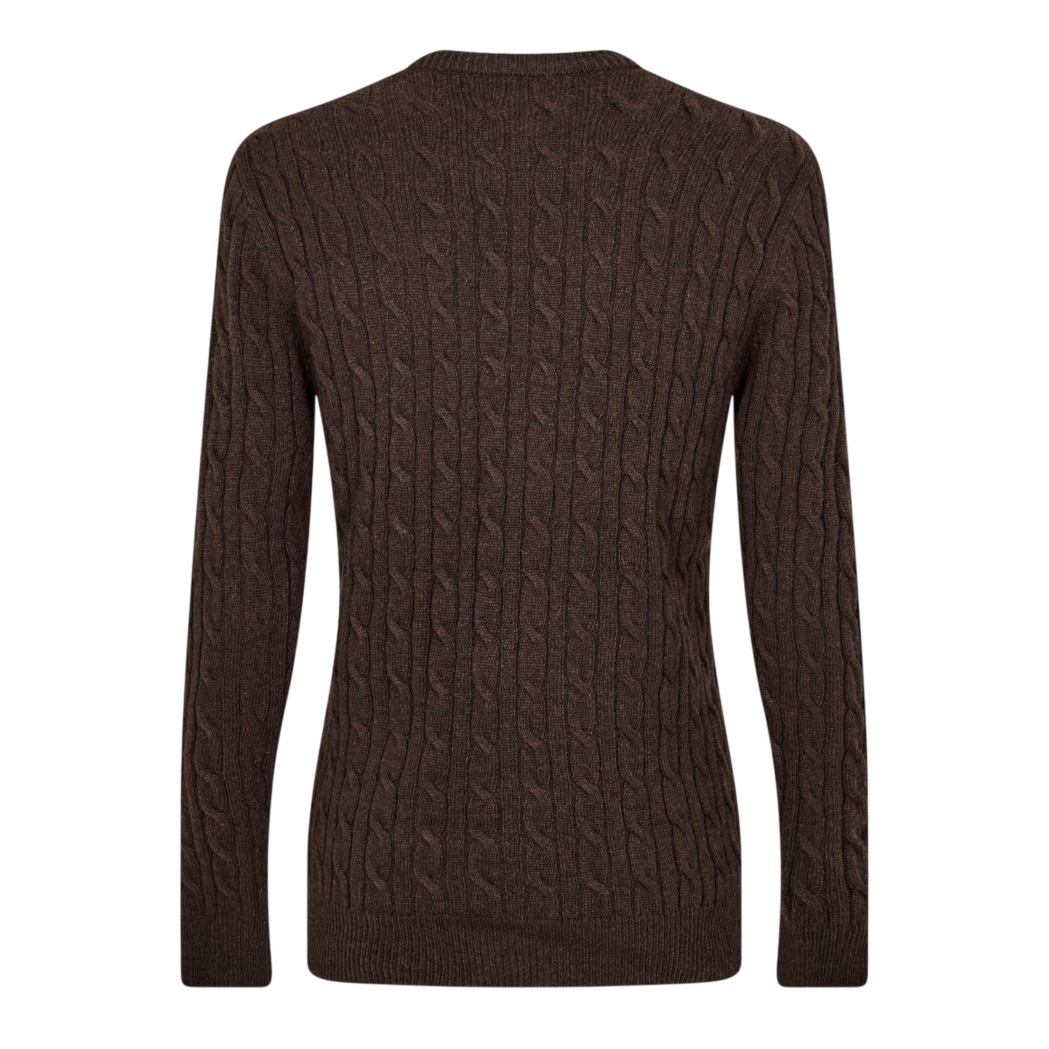 Black Coffee - Back - Jack Wills Mens Marlow Cable Knit Merino Wool Jumper