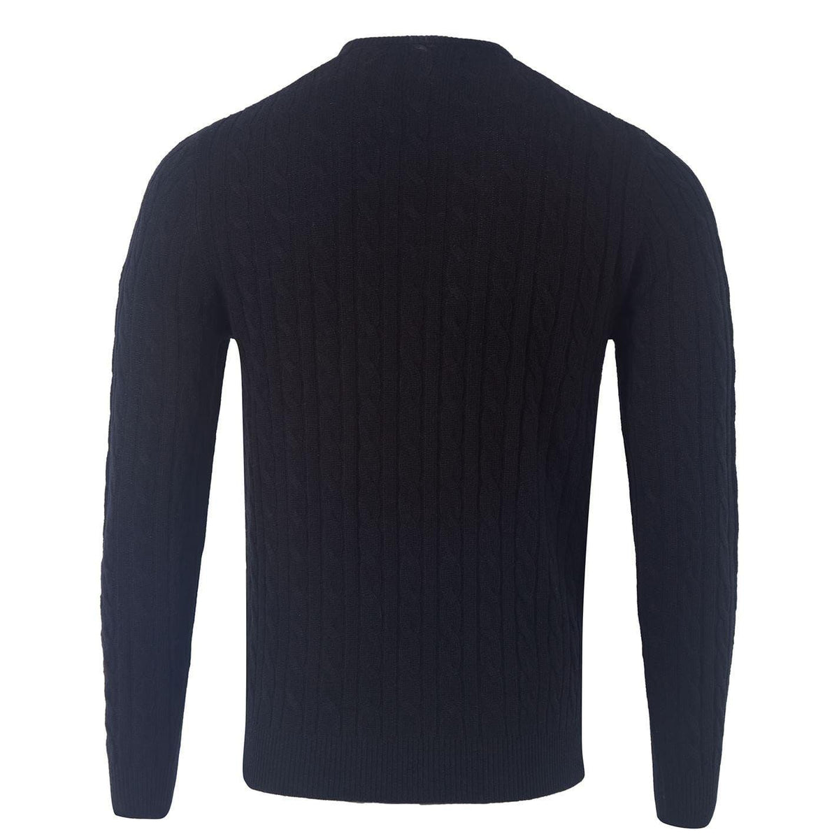 Black - Pack Shot - Jack Wills Mens Marlow Cable Knit Merino Wool Jumper