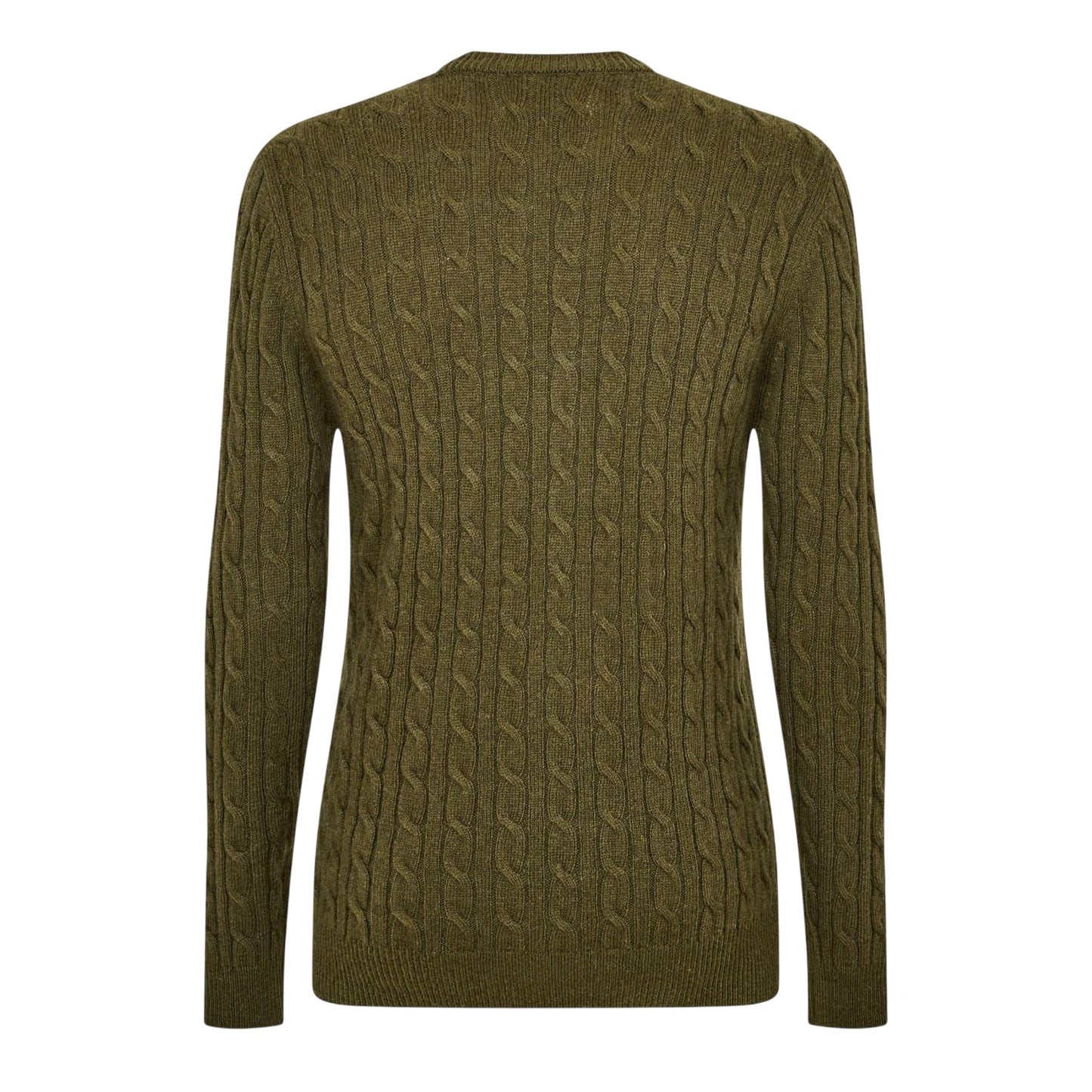 Olive - Back - Jack Wills Mens Marlow Cable Knit Merino Wool Jumper