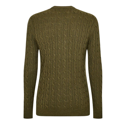 Olive - Back - Jack Wills Mens Marlow Cable Knit Merino Wool Jumper