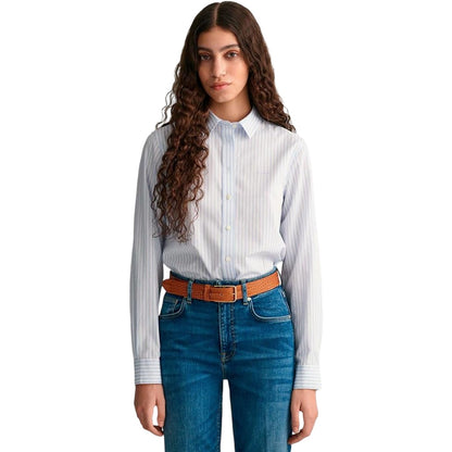 Light Blue - Side - Gant Womens-Ladies Summer Button-Down Shirt
