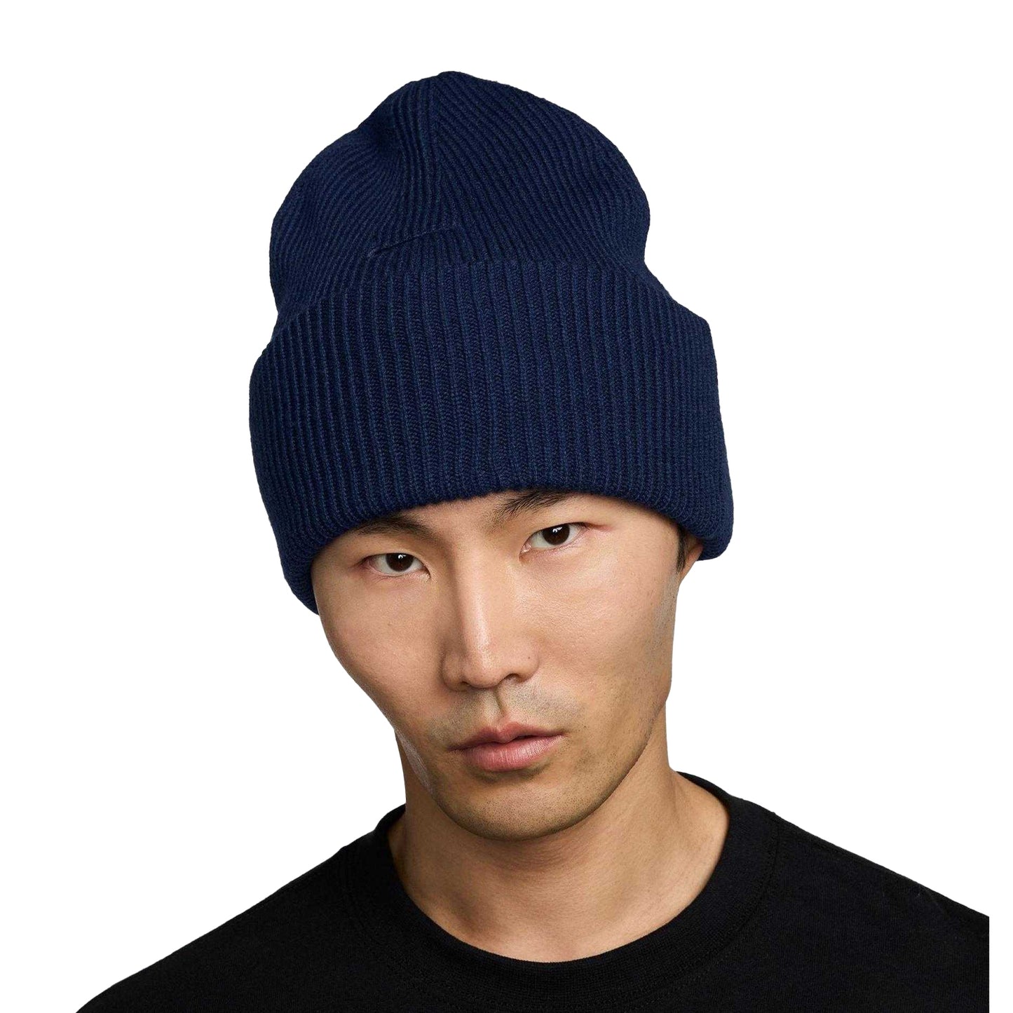Midnight Navy - Side - Nike Plain Turned Up Cuff Beanie