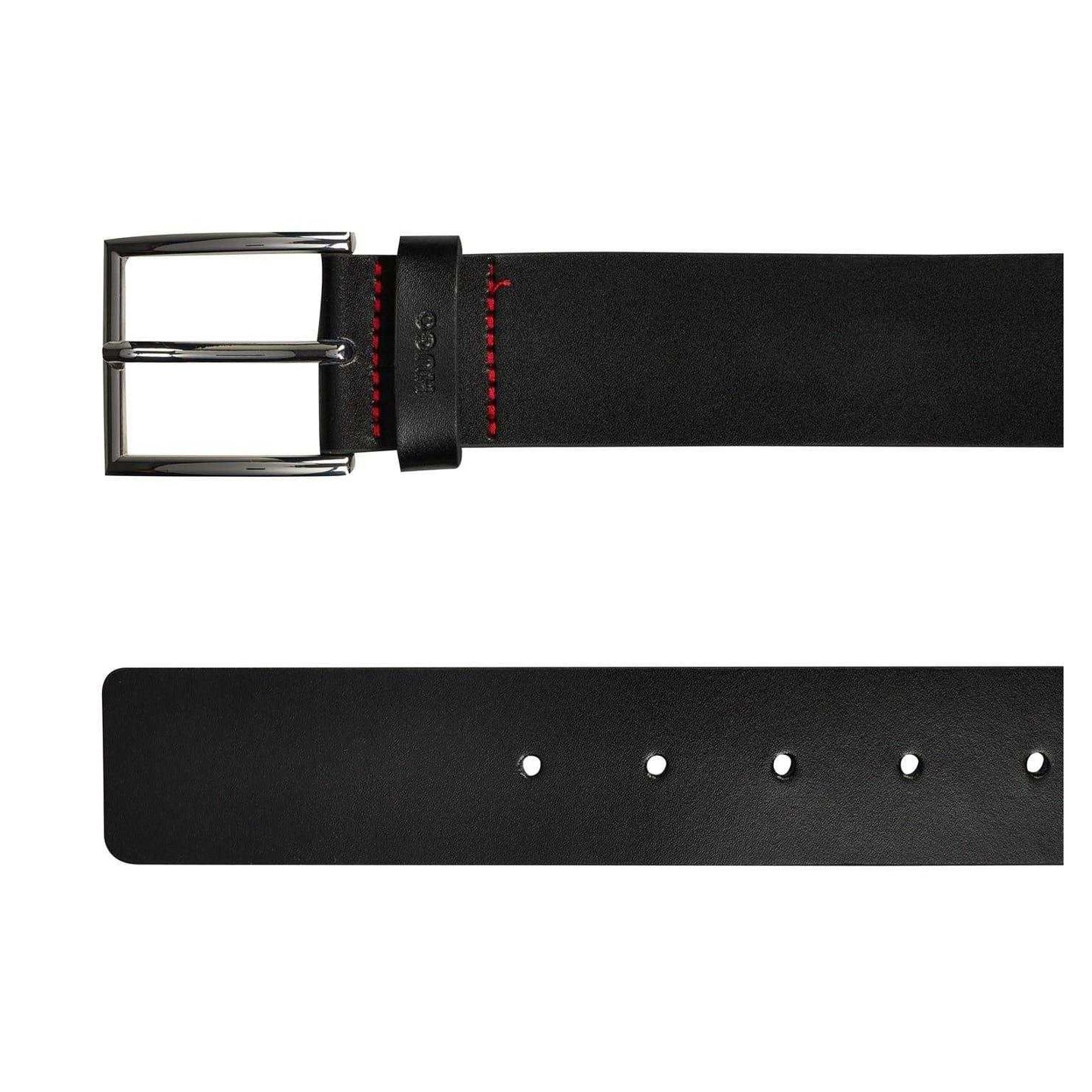 Black - Side - Hugo Boss Mens Giaspo Leather Belt