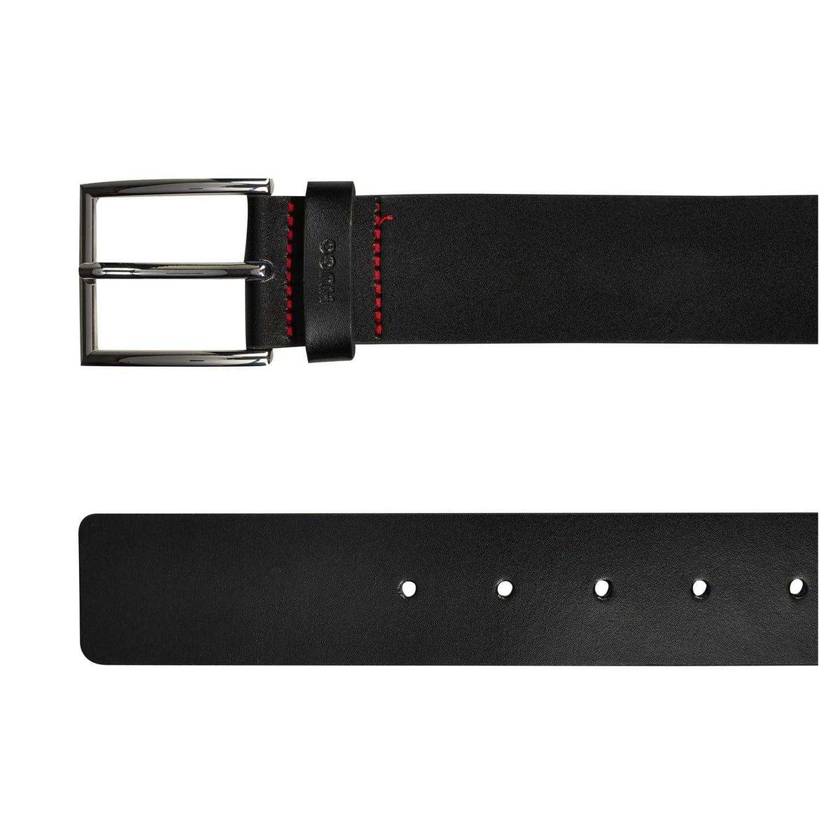 Black - Side - Hugo Boss Mens Giaspo Leather Belt