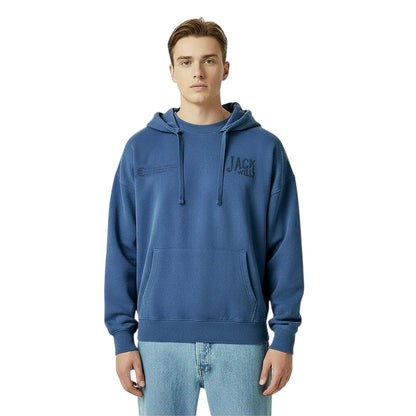 Indigo Blue - Side - Jack Wills Mens Logo Regular Drawstring Hoodie