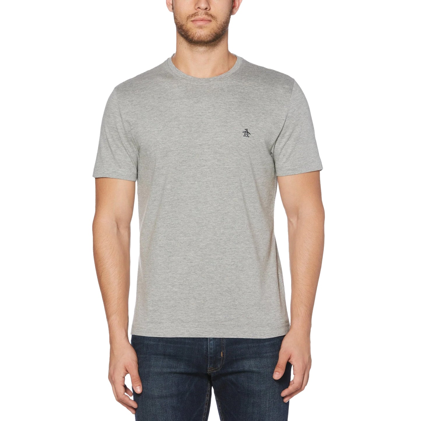 Grey - Side - Original Penguin Mens Pin Point Organic Cotton T-Shirt