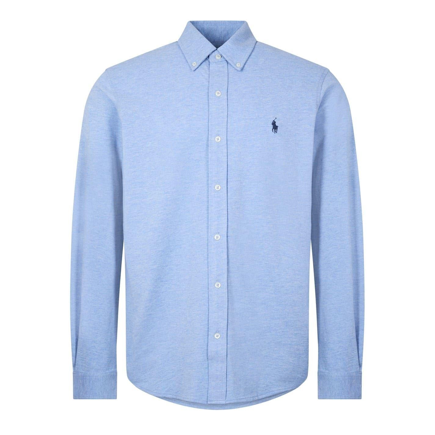 Blue Heather - Front - Ralph Lauren Mens Premium Cotton Button-Down Shirt