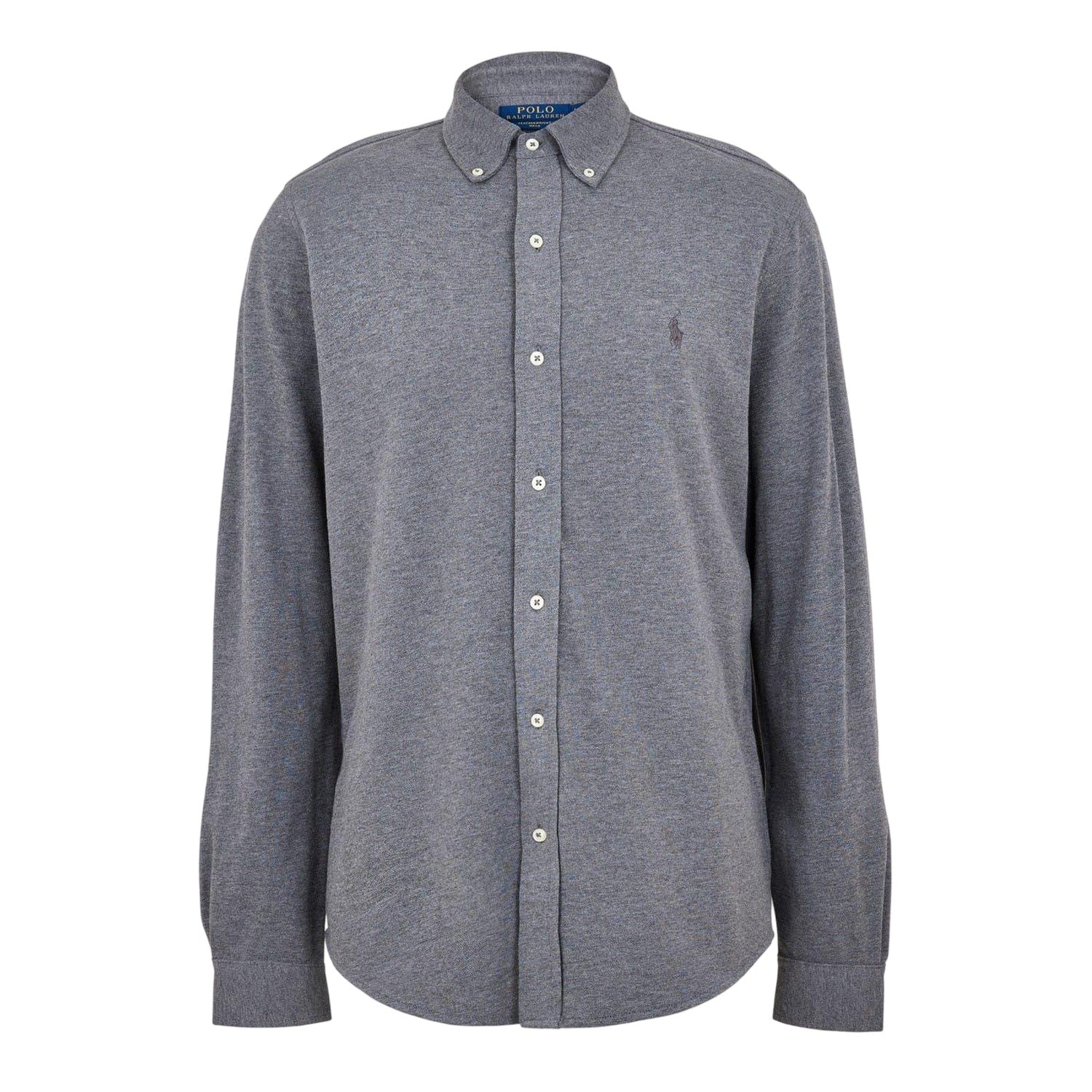 Flannel Grey - Front - Ralph Lauren Mens Premium Cotton Button-Down Shirt