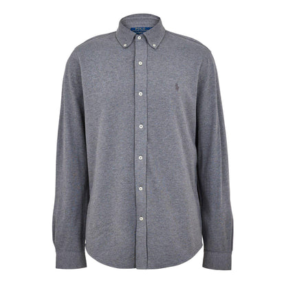 Flannel Grey - Front - Ralph Lauren Mens Premium Cotton Button-Down Shirt