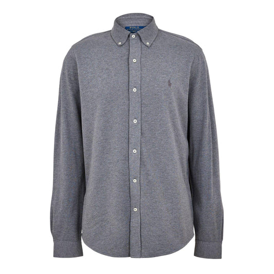 Flannel Grey - Front - Ralph Lauren Mens Premium Cotton Button-Down Shirt