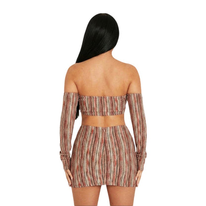 Multicoloured - Back - Missy Empire Womens-Ladies Multi Stripe Off-the-Shoulder Crop Top