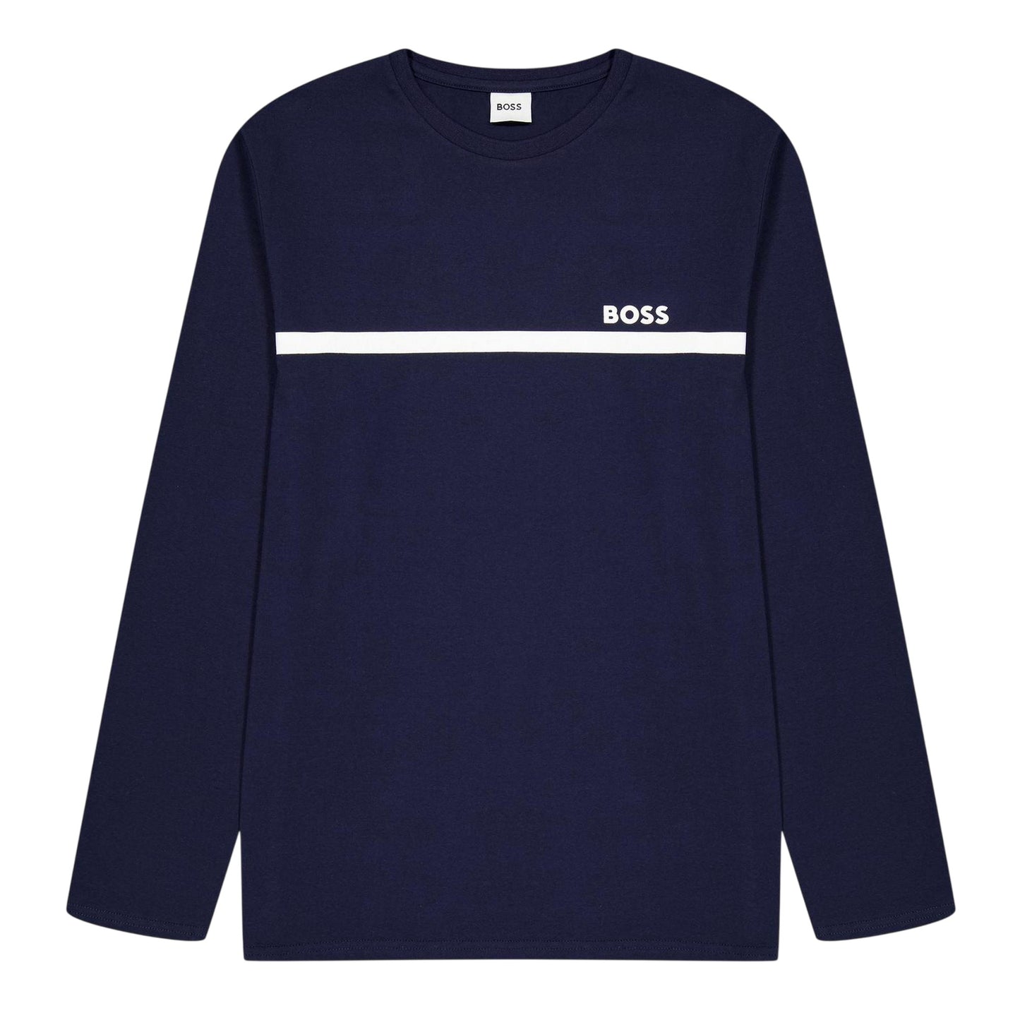 Navy - Front - Boss Childrens-Kids Logo Long-Sleeved T-Shirt