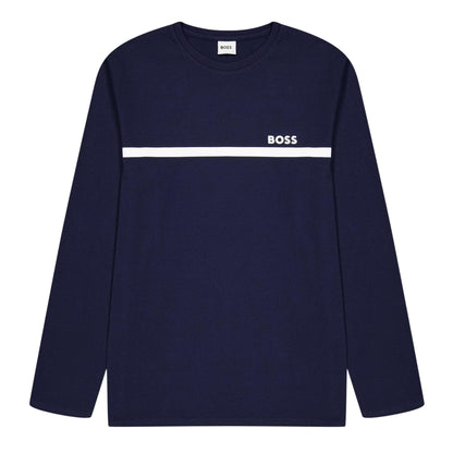 Navy - Front - Boss Childrens-Kids Logo Long-Sleeved T-Shirt