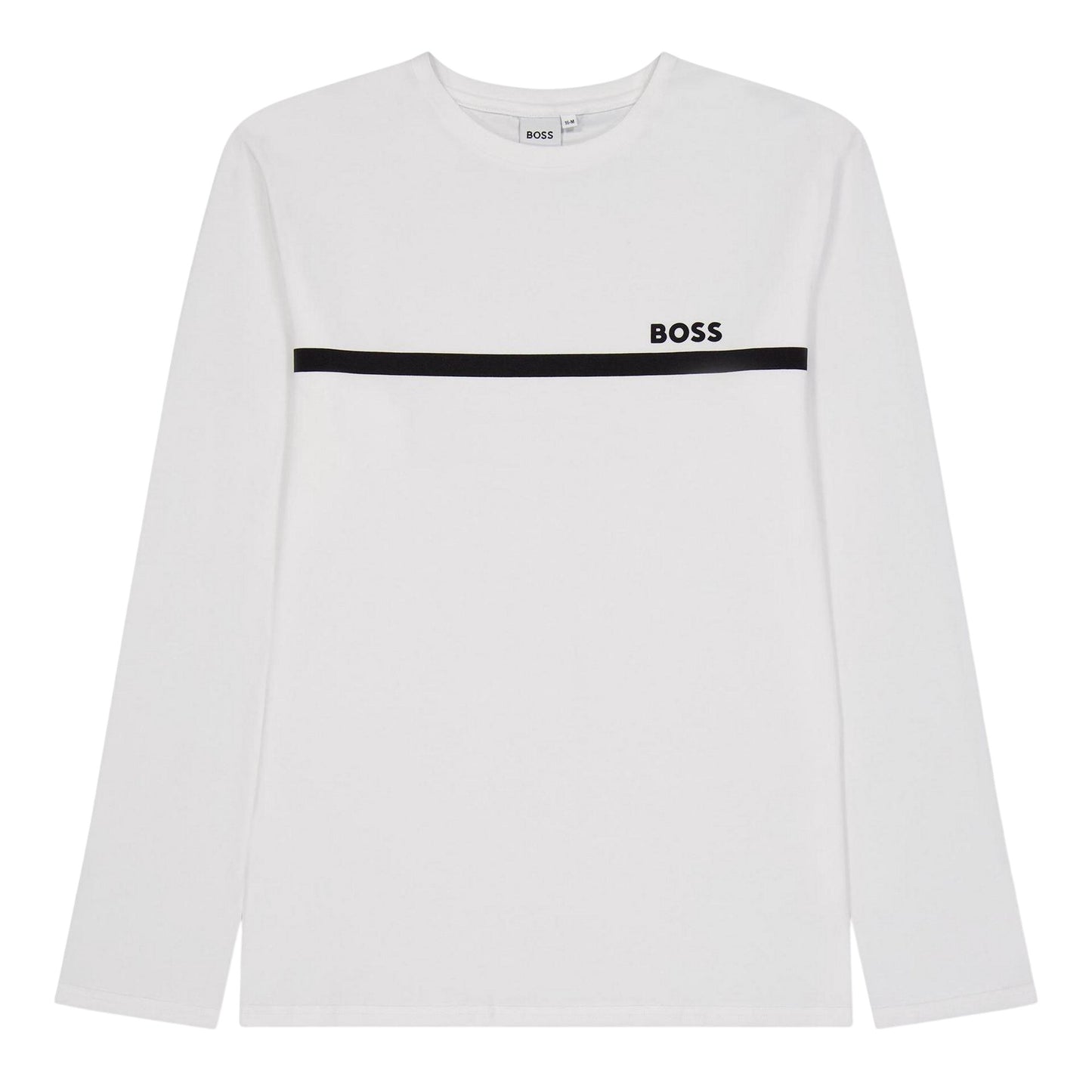 White - Front - Boss Childrens-Kids Logo Long-Sleeved T-Shirt