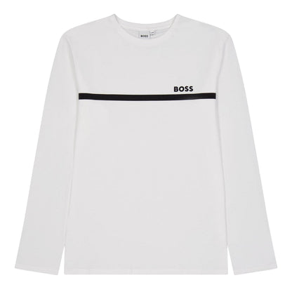 White - Front - Boss Childrens-Kids Logo Long-Sleeved T-Shirt