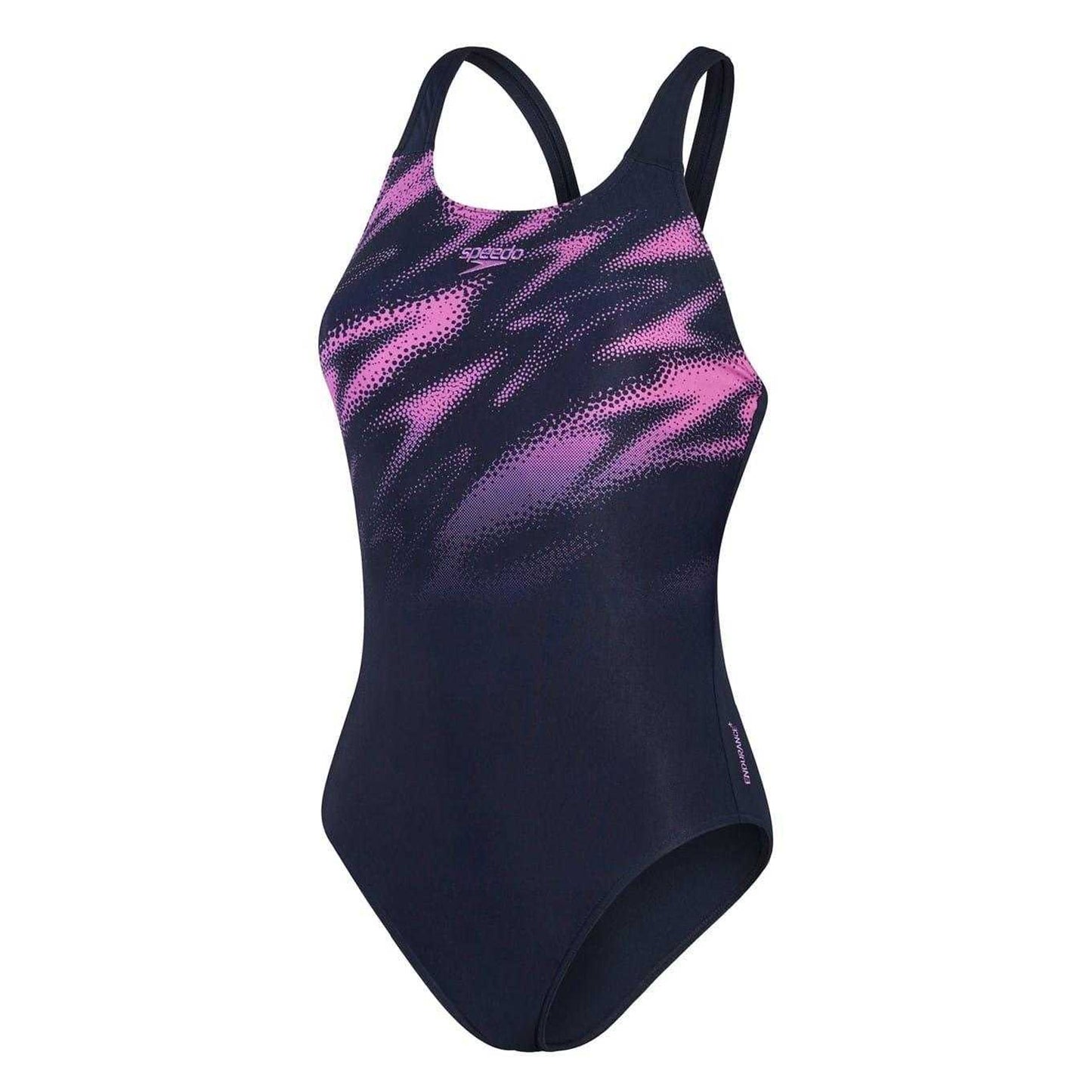 Navy-Pink - Front - Speedo Womens-Ladies Hyper Boom Graffiti One Piece Swimsuit