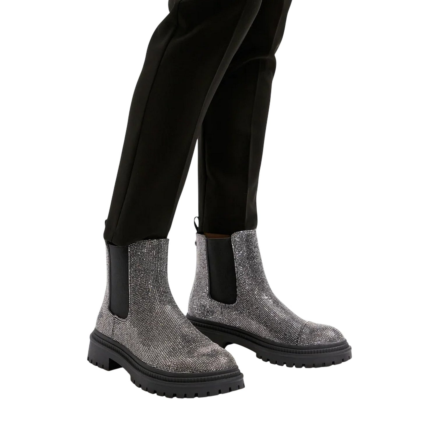 Pewter - Side - Steve Madden Womens-Ladies Moonlit Chelsea Boots