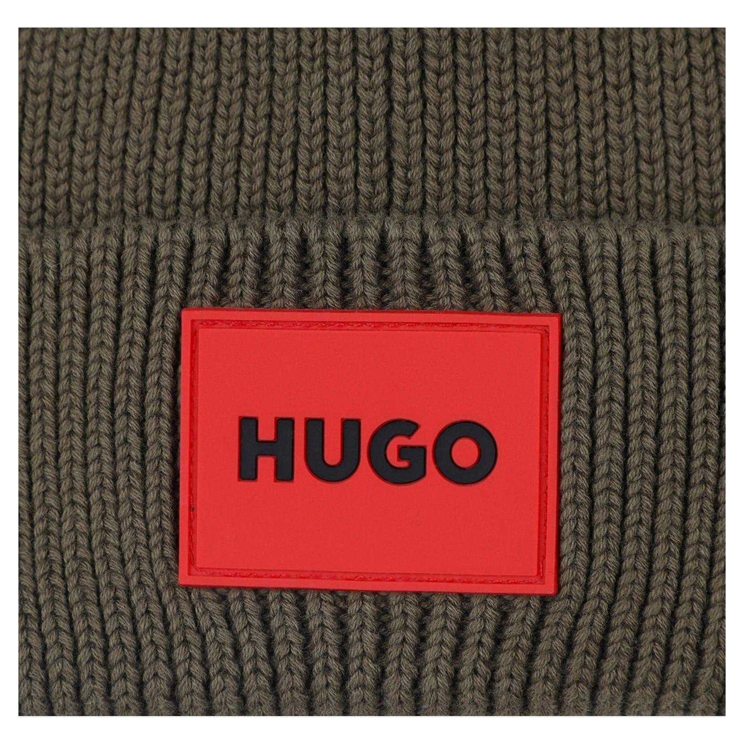 Kalamata - Side - Hugo Childrens-Kids Logo Ribbed Turned Up Cuff Beanie