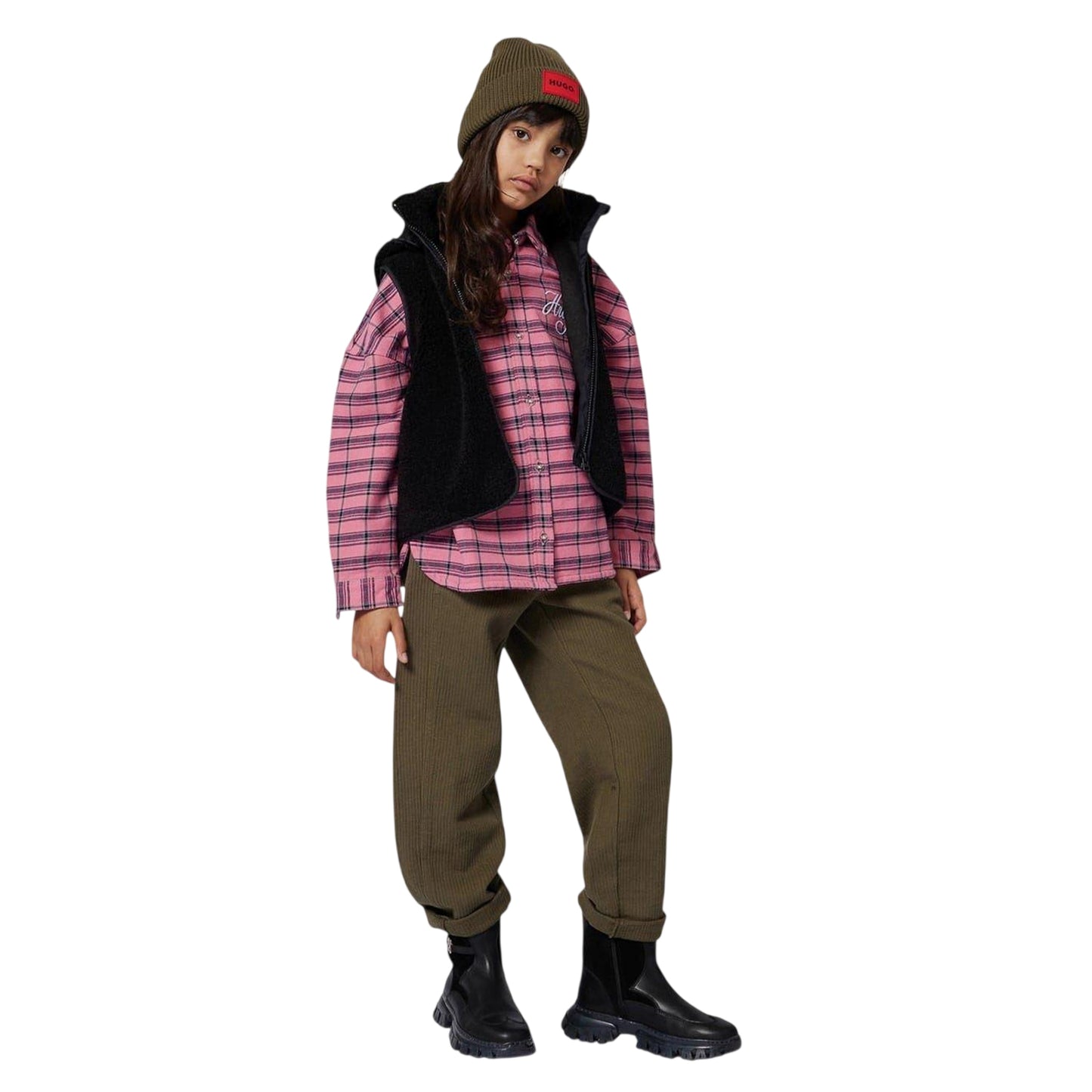 Kalamata - Lifestyle - Hugo Childrens-Kids Logo Ribbed Turned Up Cuff Beanie