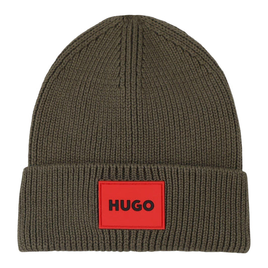 Kalamata - Front - Hugo Childrens-Kids Logo Ribbed Turned Up Cuff Beanie