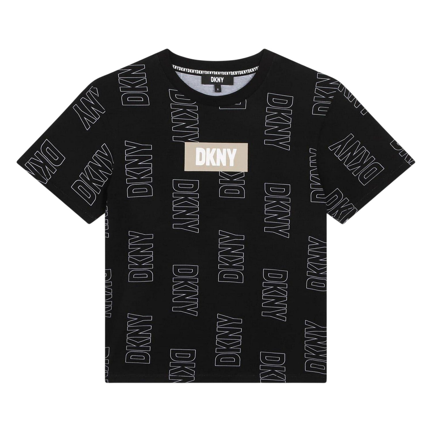 Black - Front - DKNY Childrens-Kids Crew Neck Regular Short-Sleeved T-Shirt