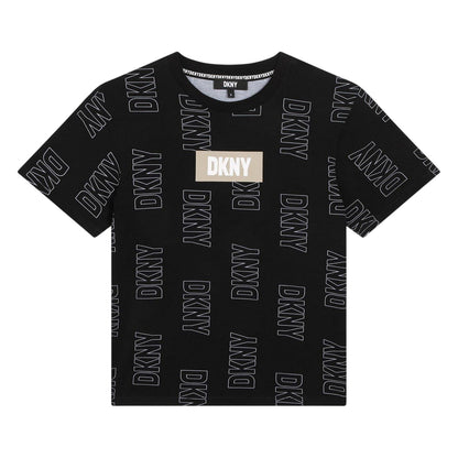 Black - Front - DKNY Childrens-Kids Crew Neck Regular Short-Sleeved T-Shirt