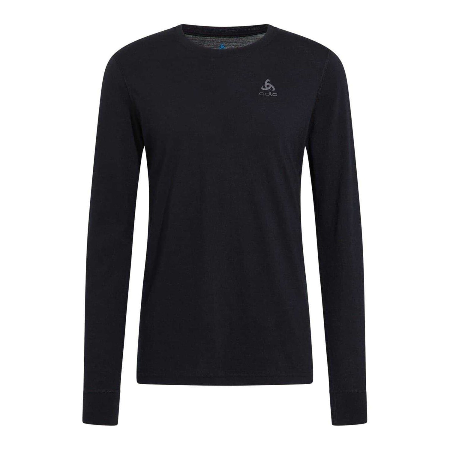 Black - Front - Odlo Mens Merino Wool Crew Neck Regular Top