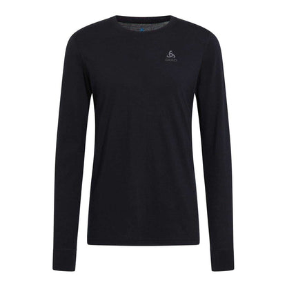 Black - Front - Odlo Mens Merino Wool Crew Neck Regular Top