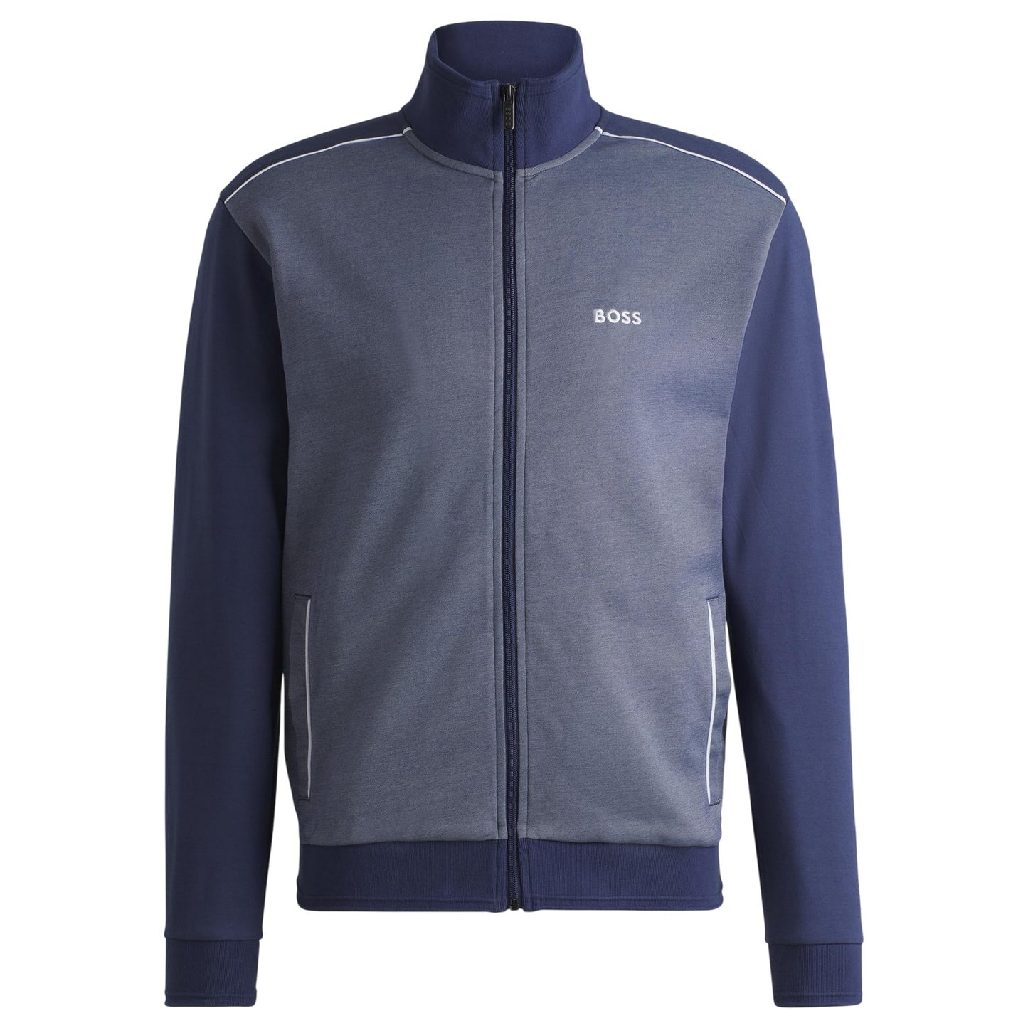 Navy-White - Front - Boss Mens Logo Regular Long-Sleeved Jacket