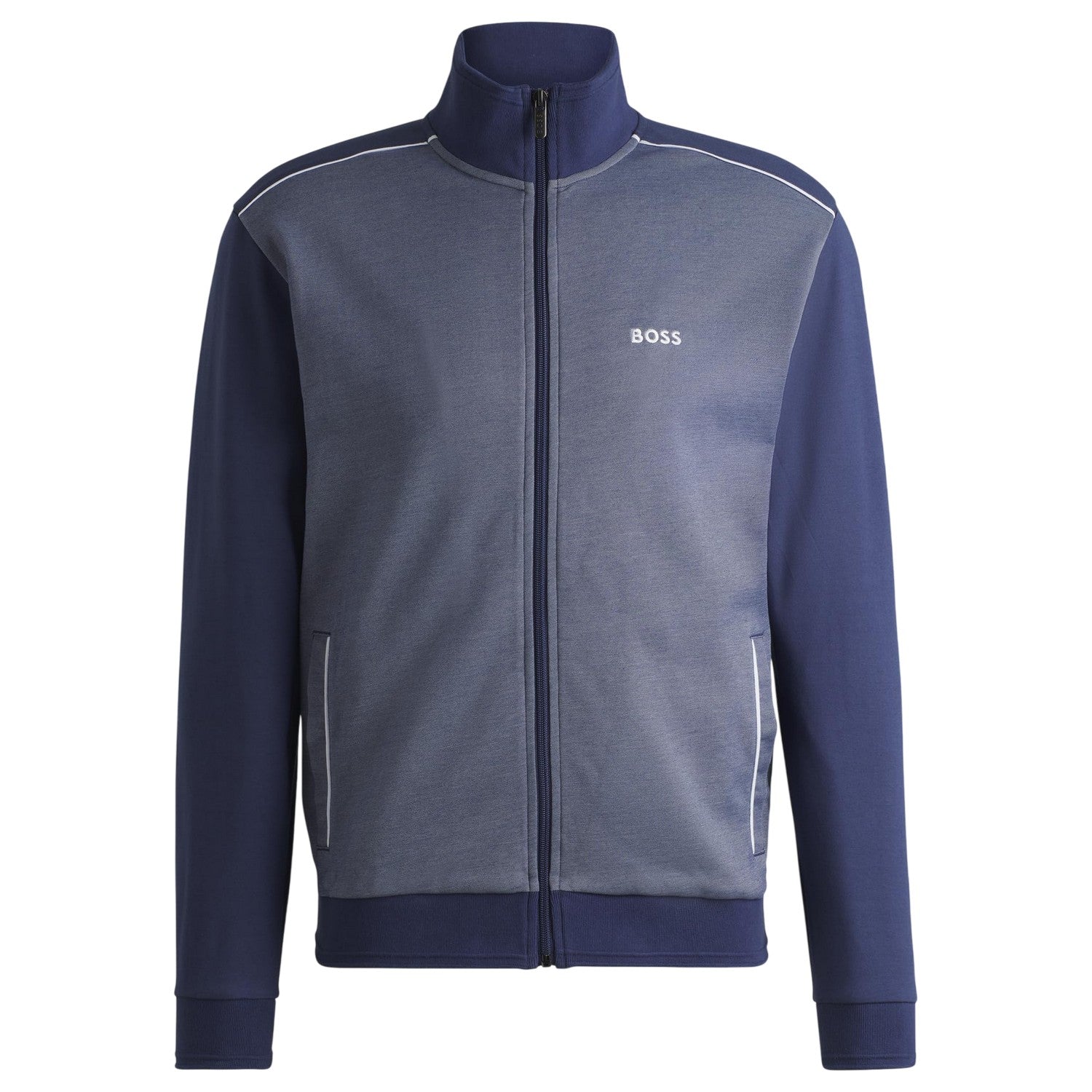Navy-White - Front - Boss Mens Logo Regular Long-Sleeved Jacket