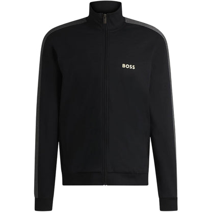 Black-Gold - Front - Boss Mens Logo Regular Long-Sleeved Jacket