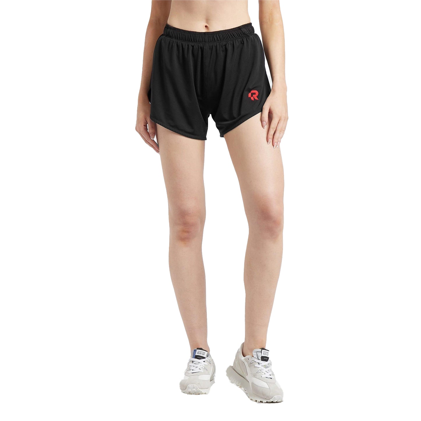 Black - Side - Red Run Womens-Ladies Inky Running Shorts