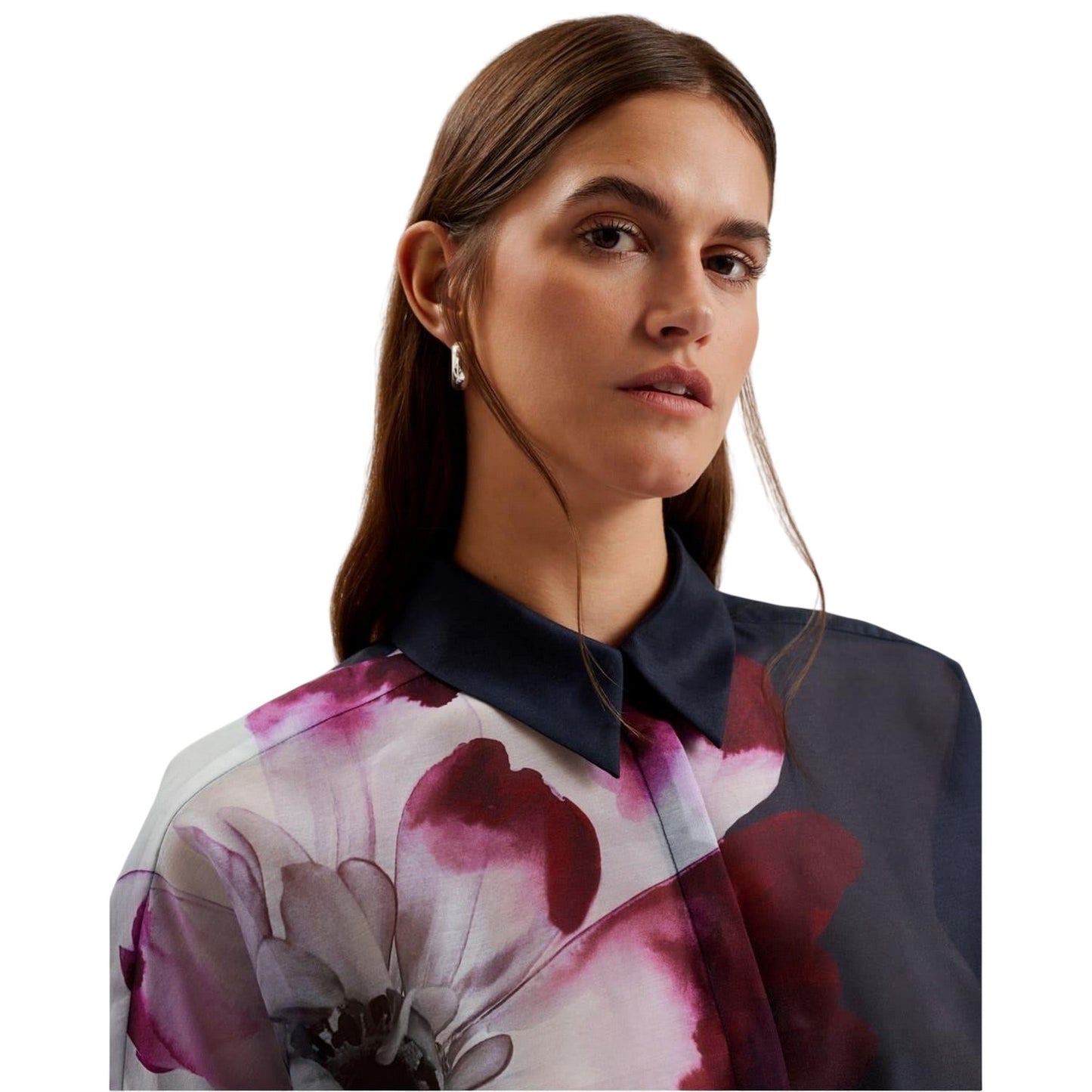 Navy - Side - Ted Baker Womens-Ladies Oversized Shirt