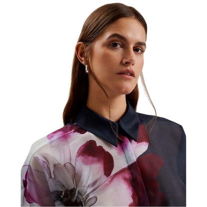 Navy - Side - Ted Baker Womens-Ladies Oversized Shirt