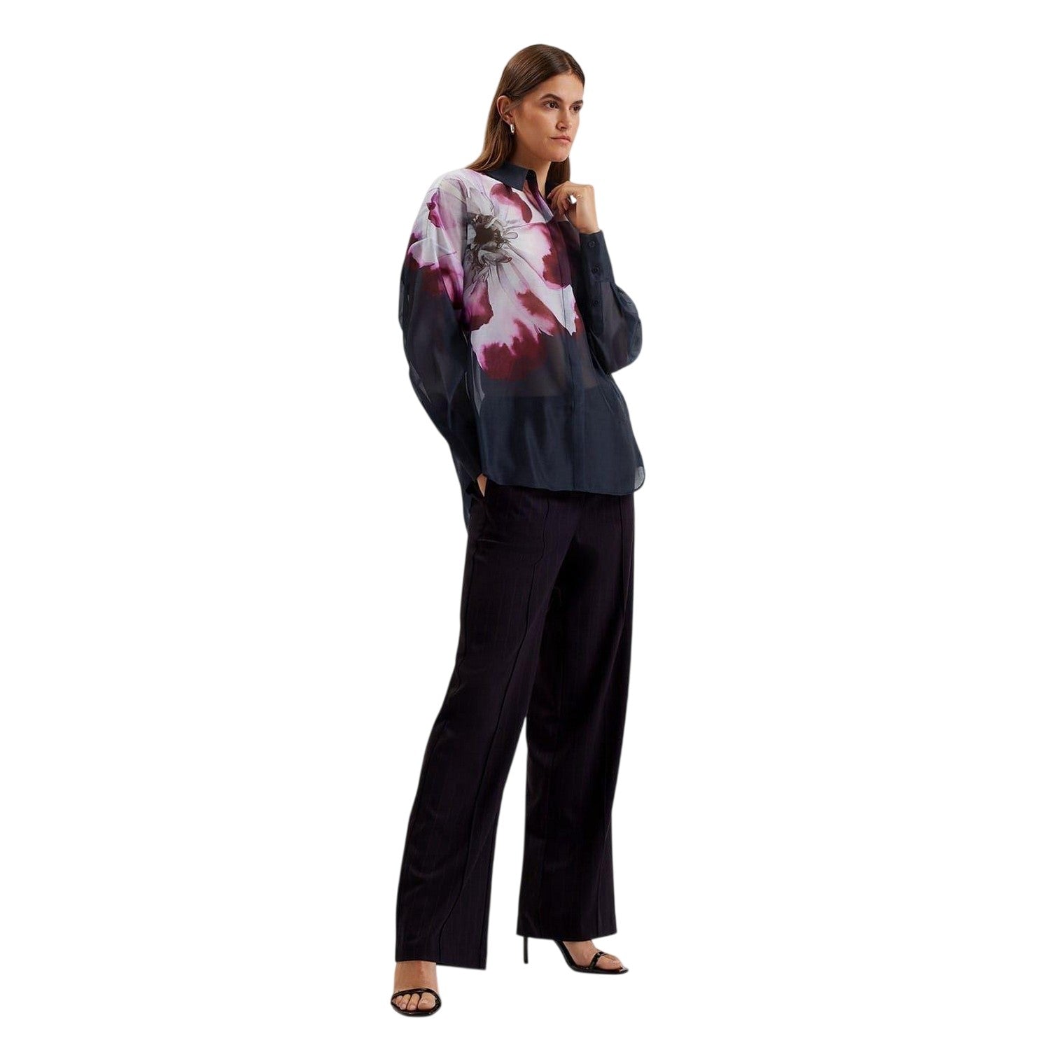 Navy - Pack Shot - Ted Baker Womens-Ladies Oversized Shirt