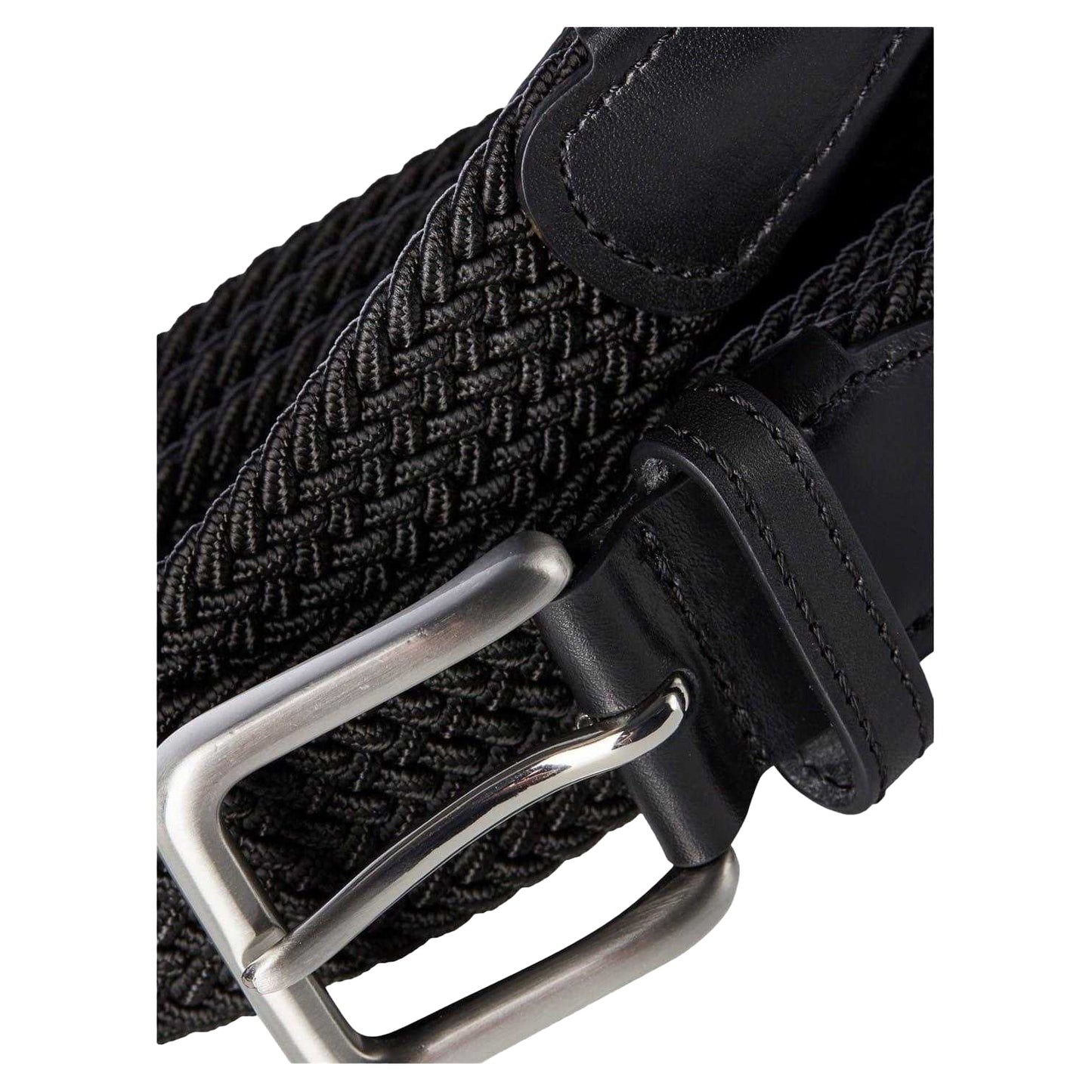 Black - Back - Jack And Jones Spring Leather Woven Belt