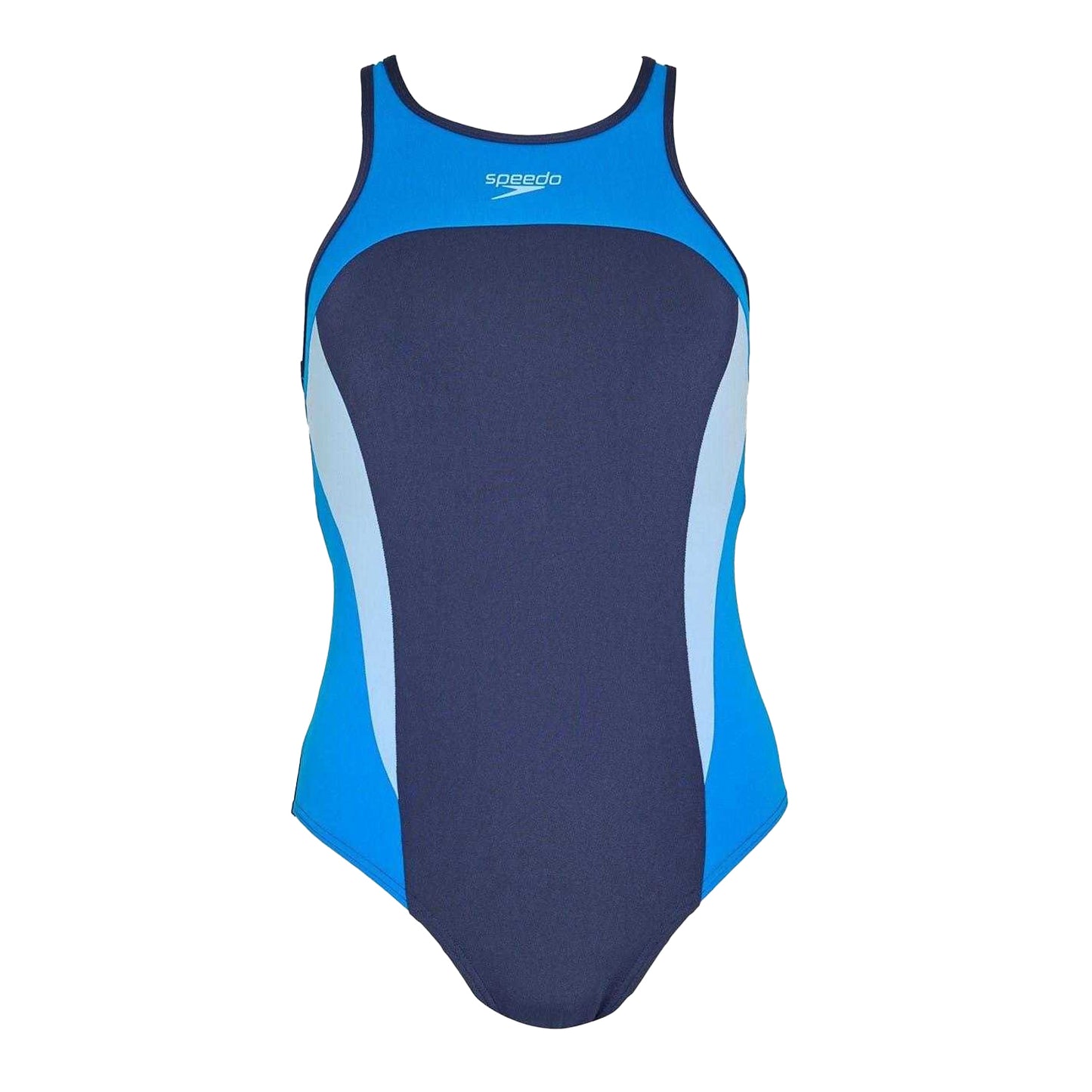 Lagoon Blue - Front - Speedo Womens-Ladies Colour Block Cross Back One Piece Swimsuit