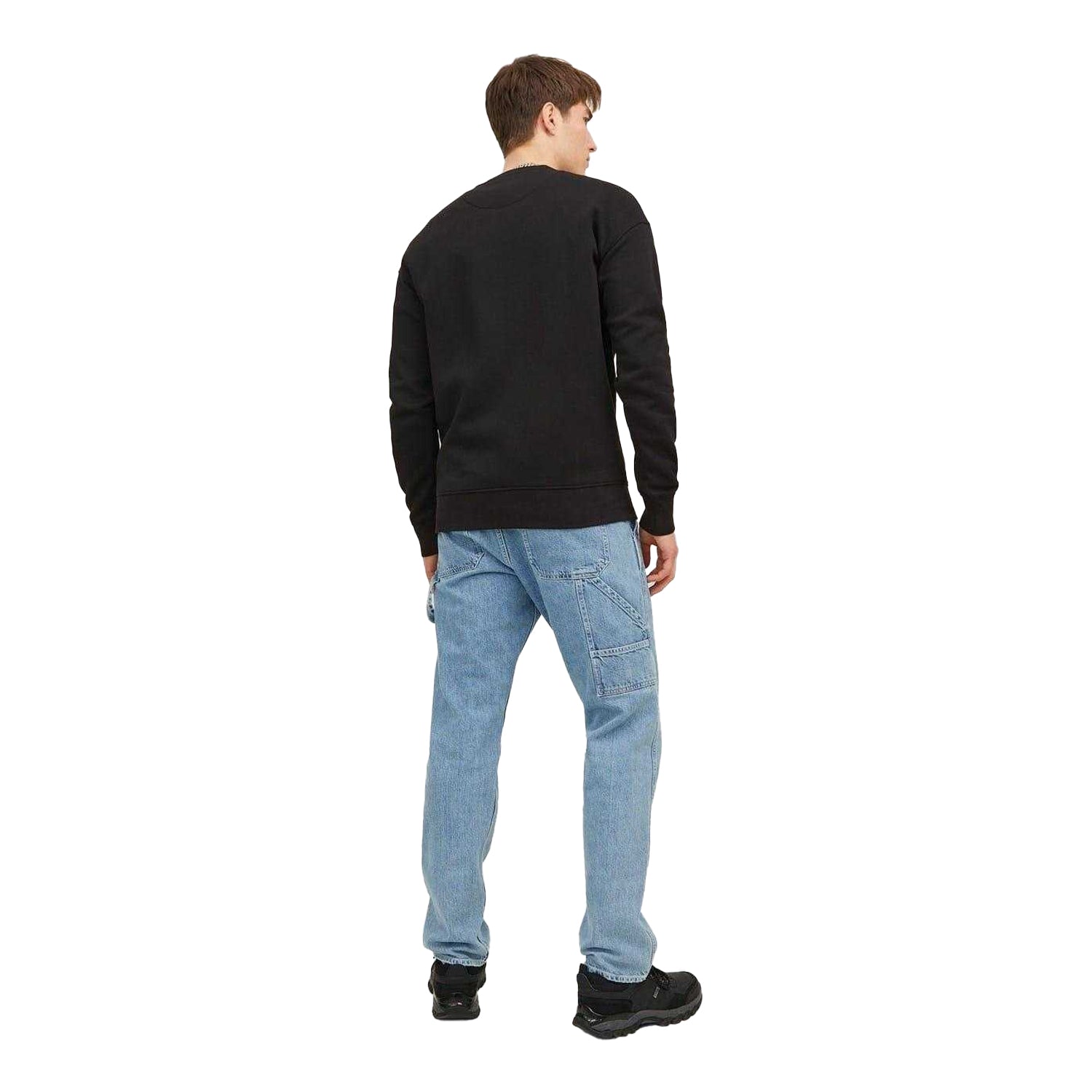 Black - Back - Jack And Jones Mens Crew Neck Relaxed Fit Sweatshirt