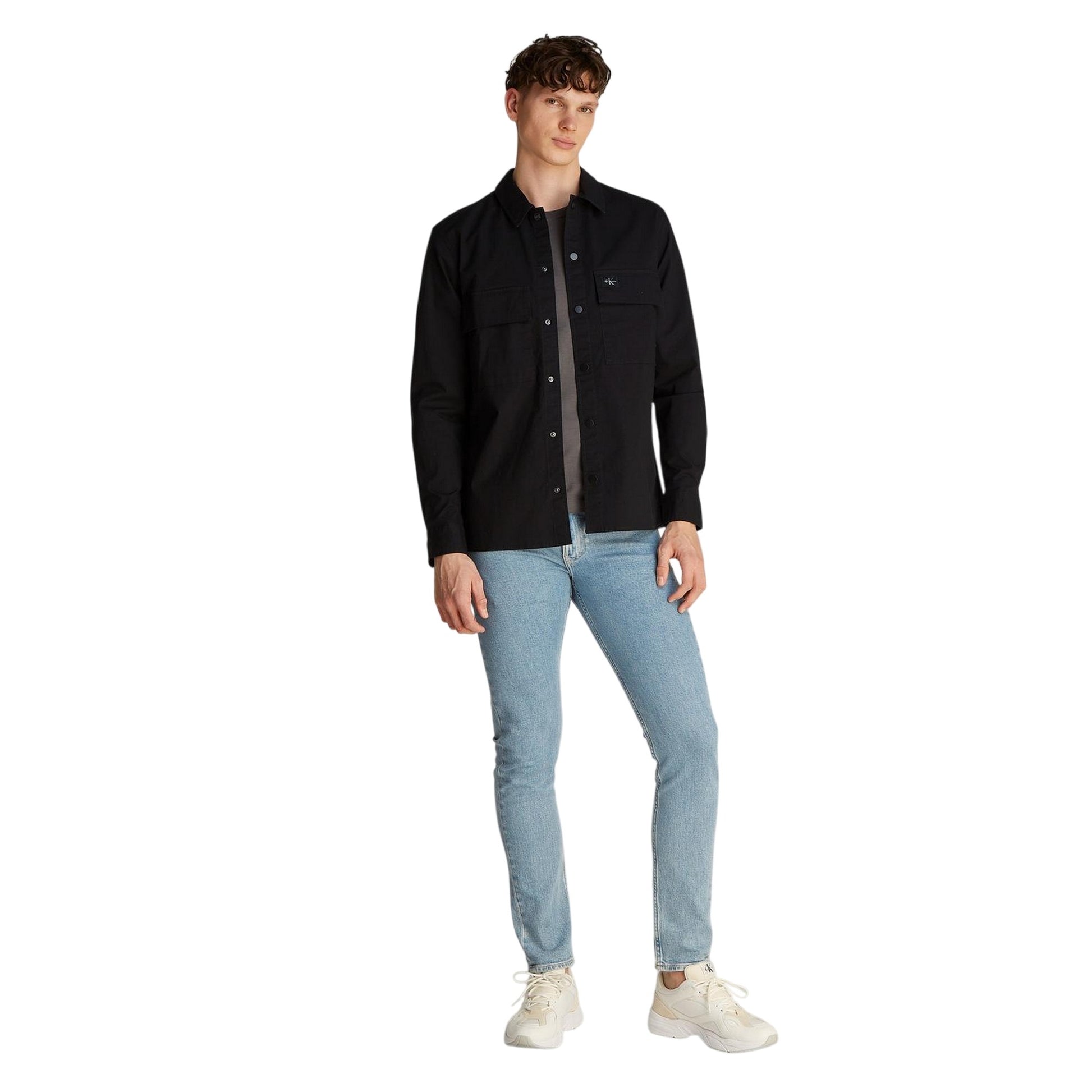 Black - Side - Calvin Klein Mens Cotton Overshirt