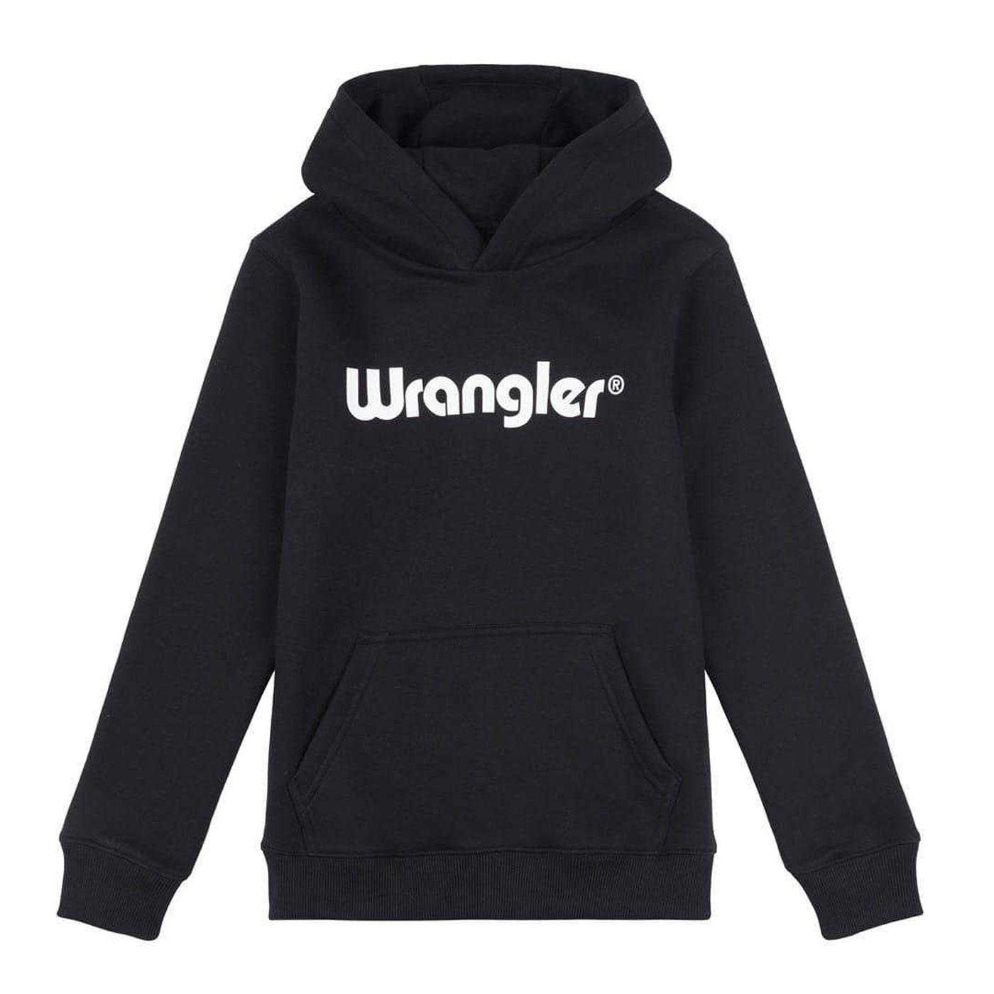 Black - Front - Wrangler Childrens-Kids Logo Regular Hoodie