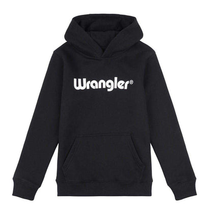 Black - Front - Wrangler Childrens-Kids Logo Regular Hoodie