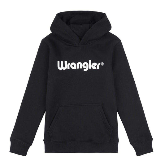 Black - Front - Wrangler Childrens-Kids Logo Regular Hoodie