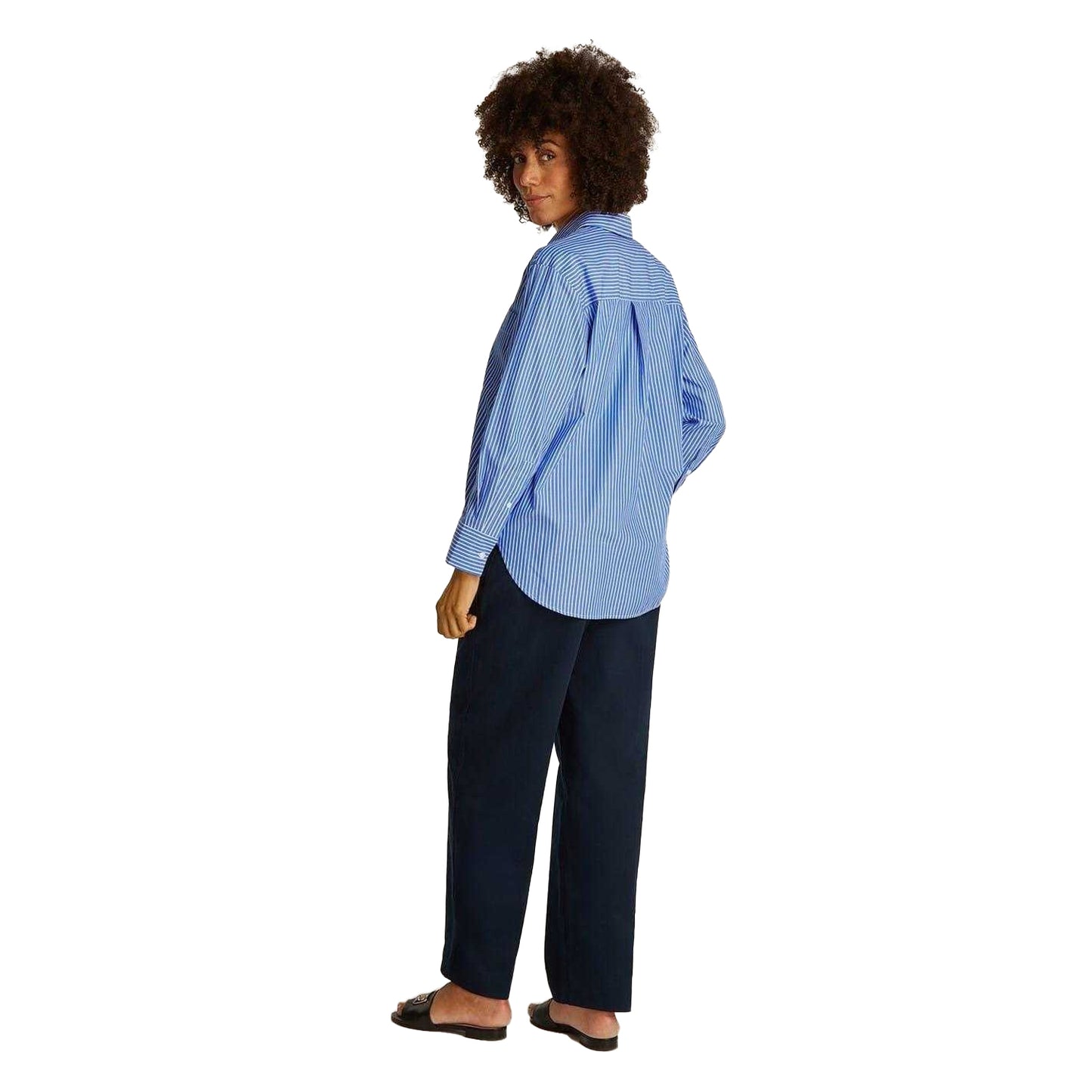 Blue - Back - Tommy Hilfiger Womens-Ladies Relaxed Fit Long-Sleeved Shirt